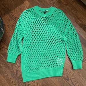 Divided Vibrant Green Open-Knit Sweater